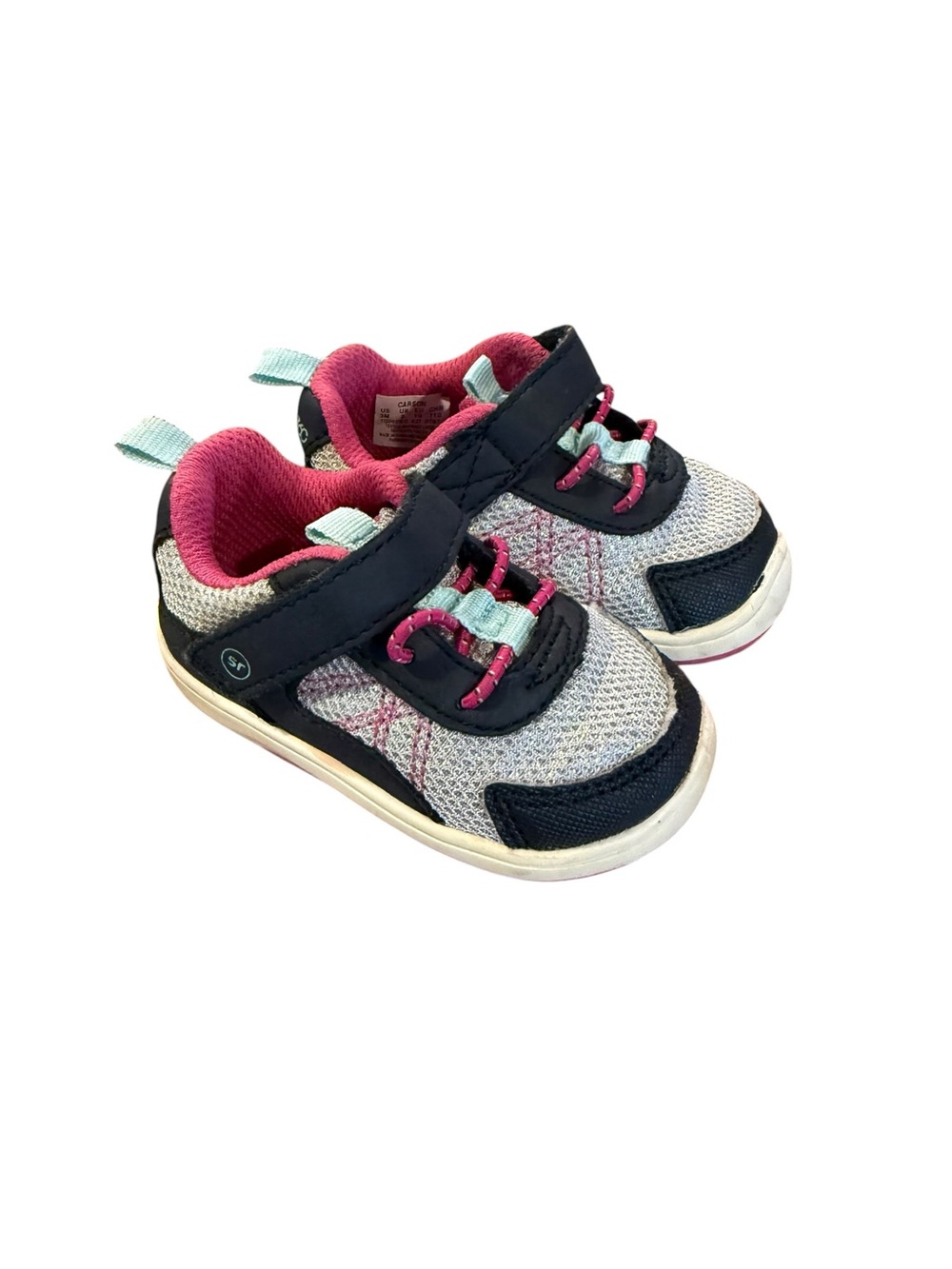 Stride Rite Carson Pink and Navy Velcro Close Wide Toddler Sneakers Size 3C